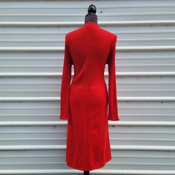 Jessica Howard Red Sweater Midi Dress Long Sleeves Front Buttoned Pockets Knit L - Picture 16 of 16